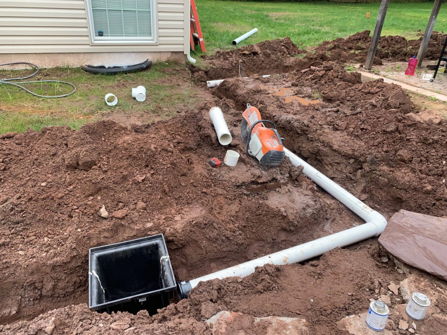 w white pipe installed for Drainage
