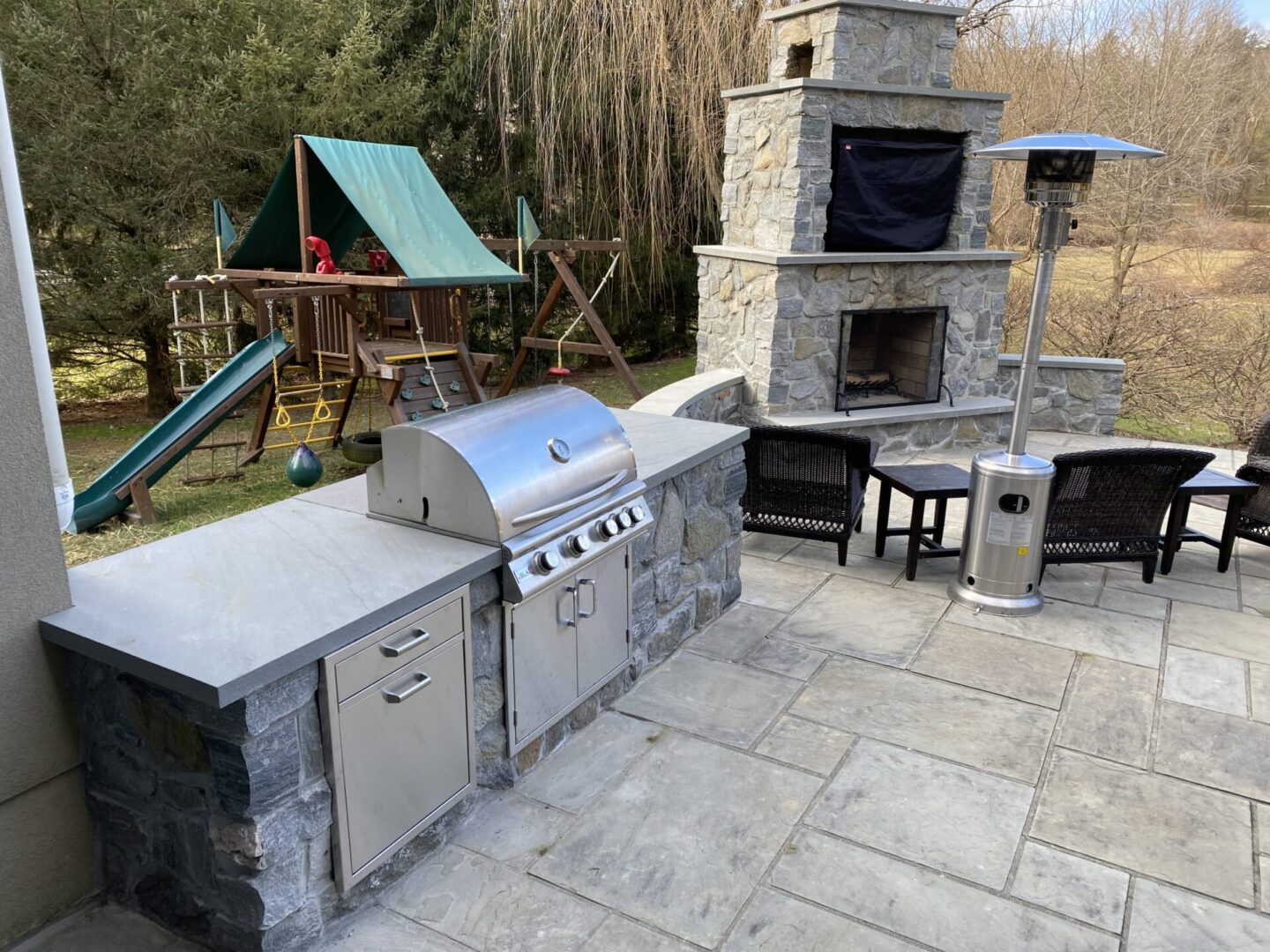 Grill station installed outside a house