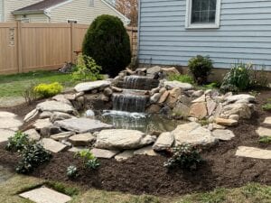 Stonework for Pond, Home and Trees