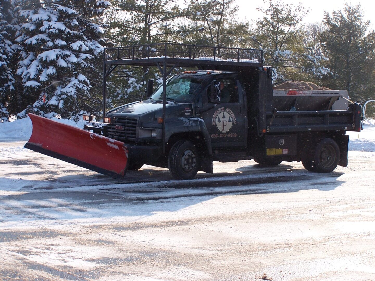 a truck for clearing the snow on the road