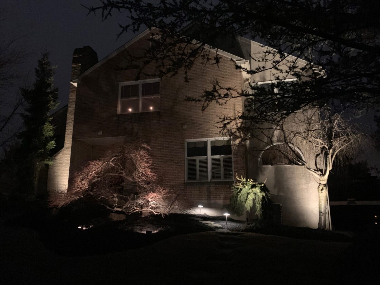 A House in Night, Tree in Front and Customized Lights